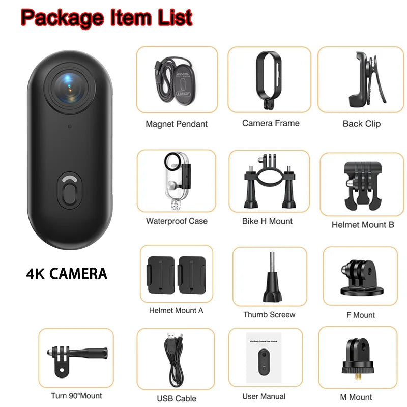 Caméra de vélo  Bodycam 4K