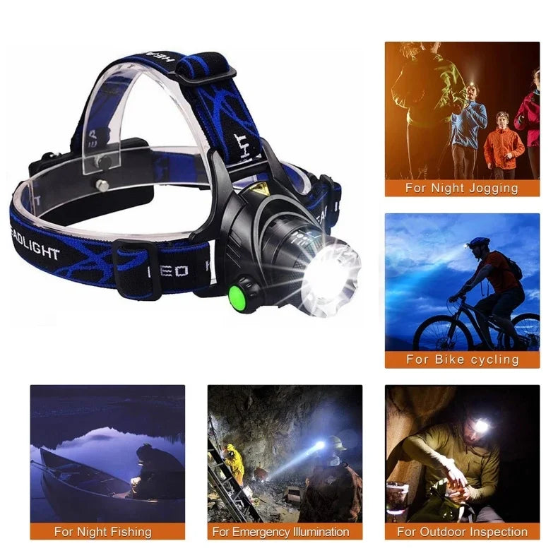 Lampe frontale LED puissante, Rechargeable par USB