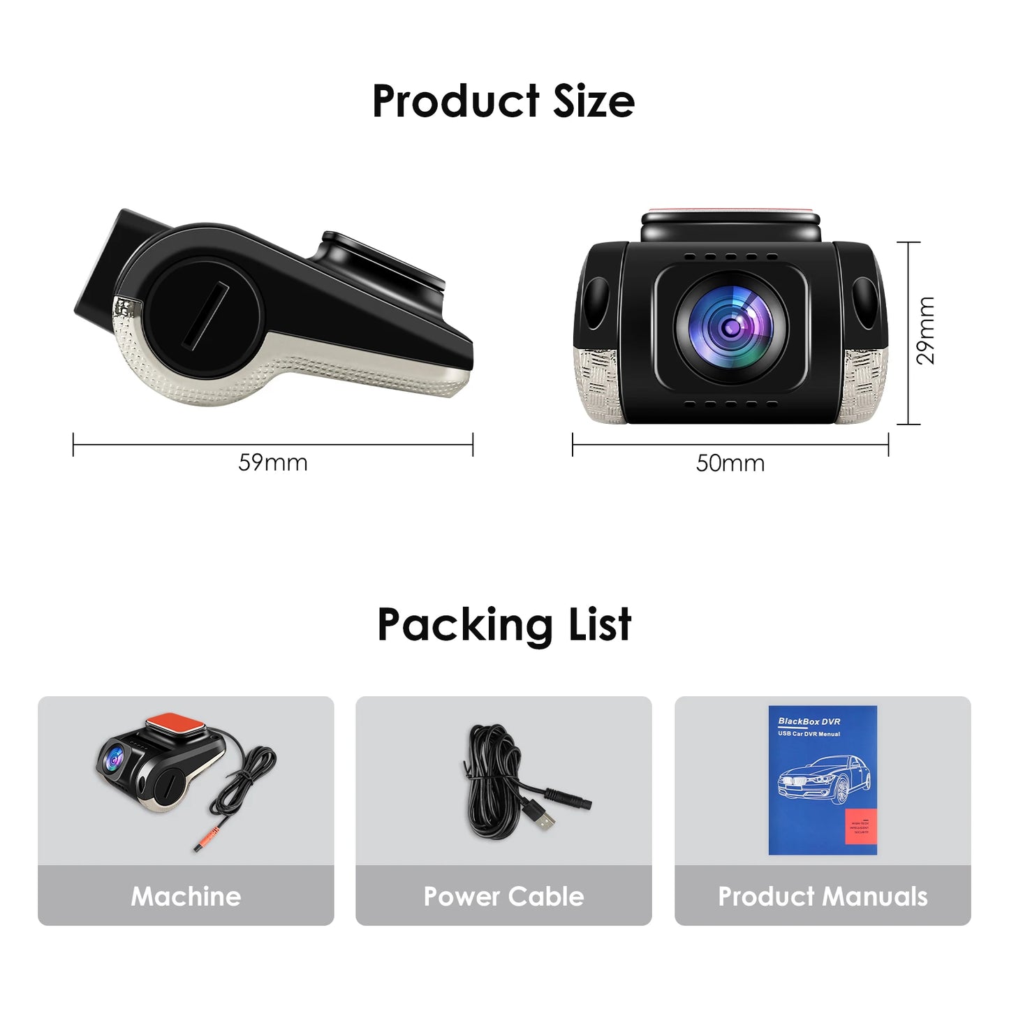 Caméra voiture DVR HD USB GPS Vision nocturne