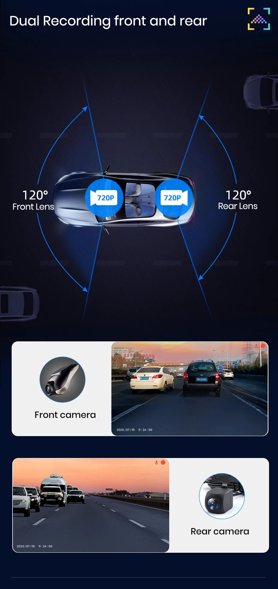 Nouveau Dashcam 1080P  Mini 120 °  Support Android