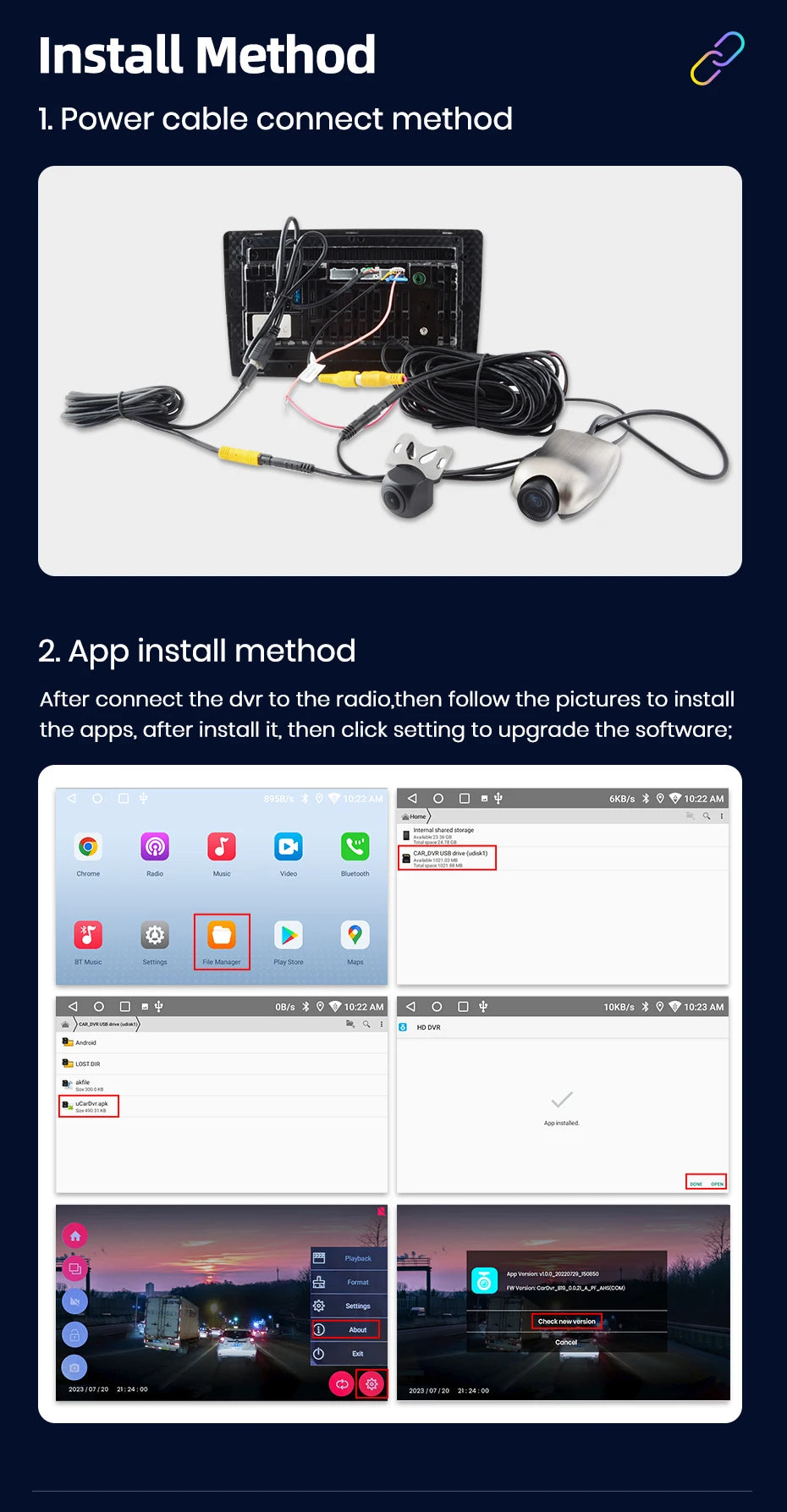 Nouveau Dashcam 1080P  Mini 120 °  Support Android