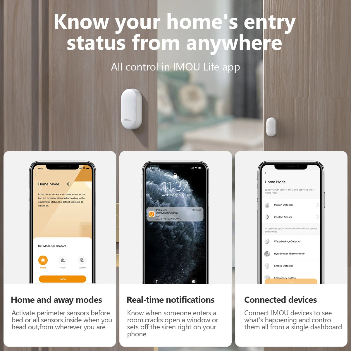 IMOU Détecteur de porte et fenêtre WiFi intelligent