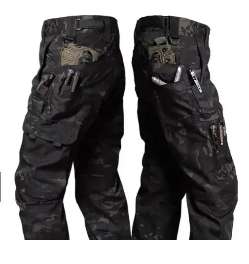 pantalon cargo homme camouflage noir imperméable ripstop