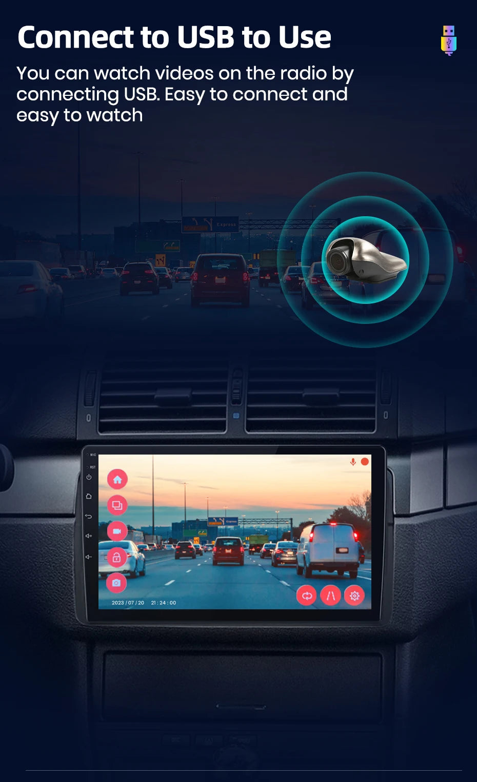 Nouveau Dashcam 1080P  Mini 120 °  Support Android