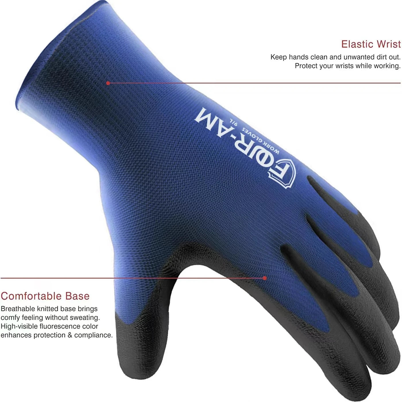 3 Paires de gants de travail ultra-minces enduits de PU