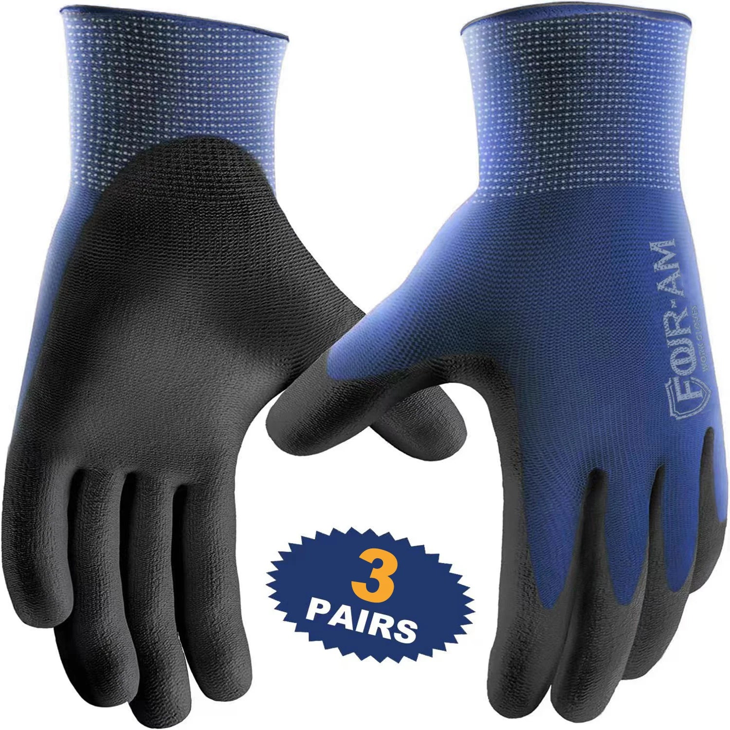 3 Paires de gants de travail ultra-minces enduits de PU