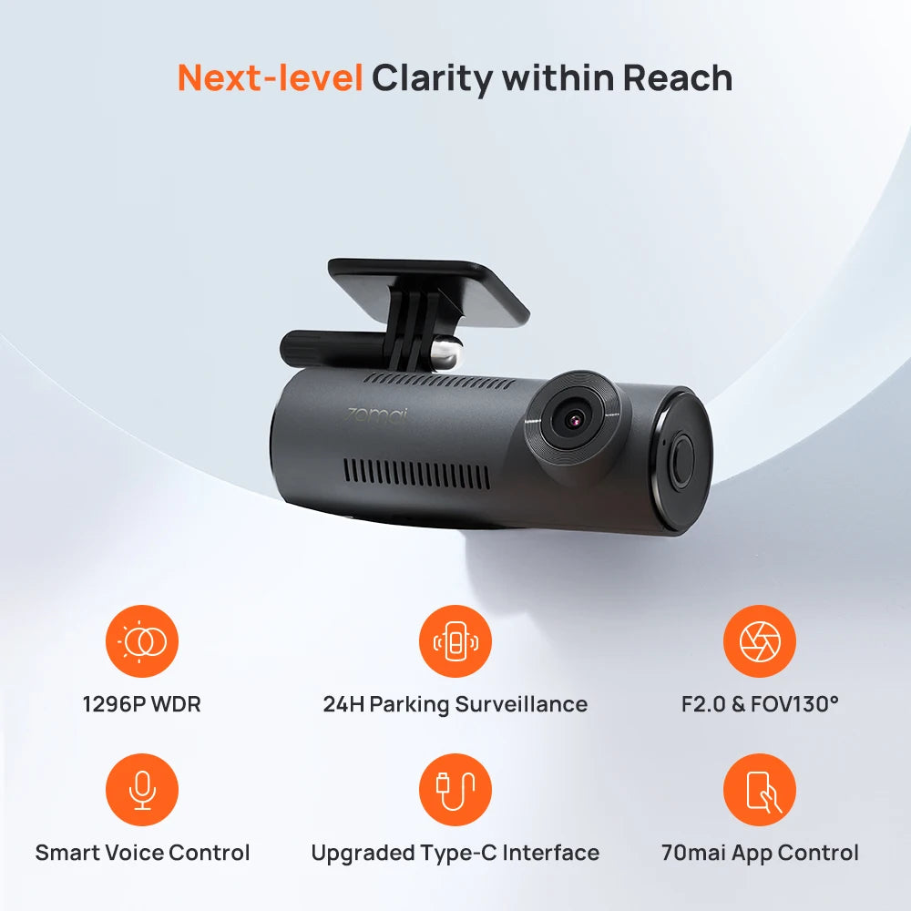 Caméra de tableau de bord  1 130 ° FOV Smart Voice Control Support Parking