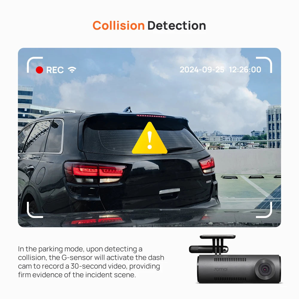Caméra de tableau de bord  1 130 ° FOV Smart Voice Control Support Parking