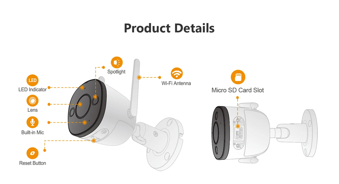 IMOU Caméra Bullet WIFI projecteur Etanche 5MP