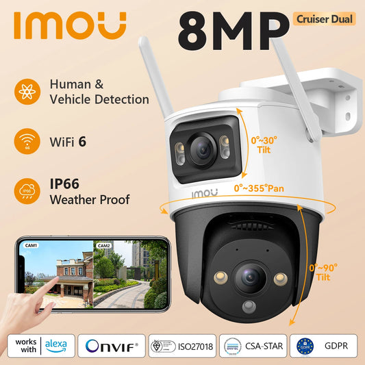 IMOU-Caméra de surveillance extérieure IP 8MP Cruiser