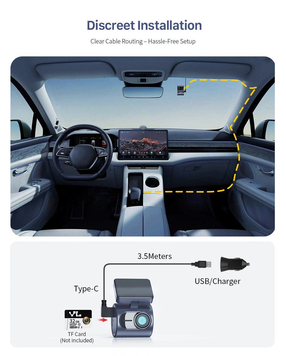 2K KAWA MINI 3 Pro caméras pour voiture DVR petite caméra de tableau de bord 24 Parking enregistreur vidéo automatique WiFi APP commande vocale voiture dashcam
