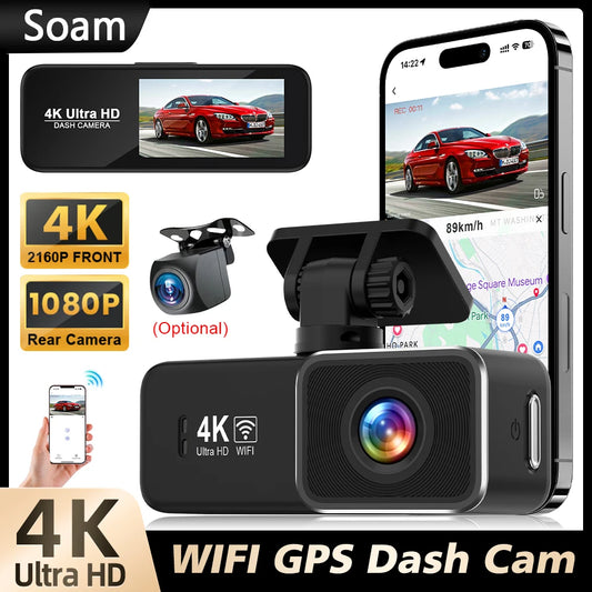 Dash Cam Front 4K WiFi Dashcam contrôle par application intelligente
