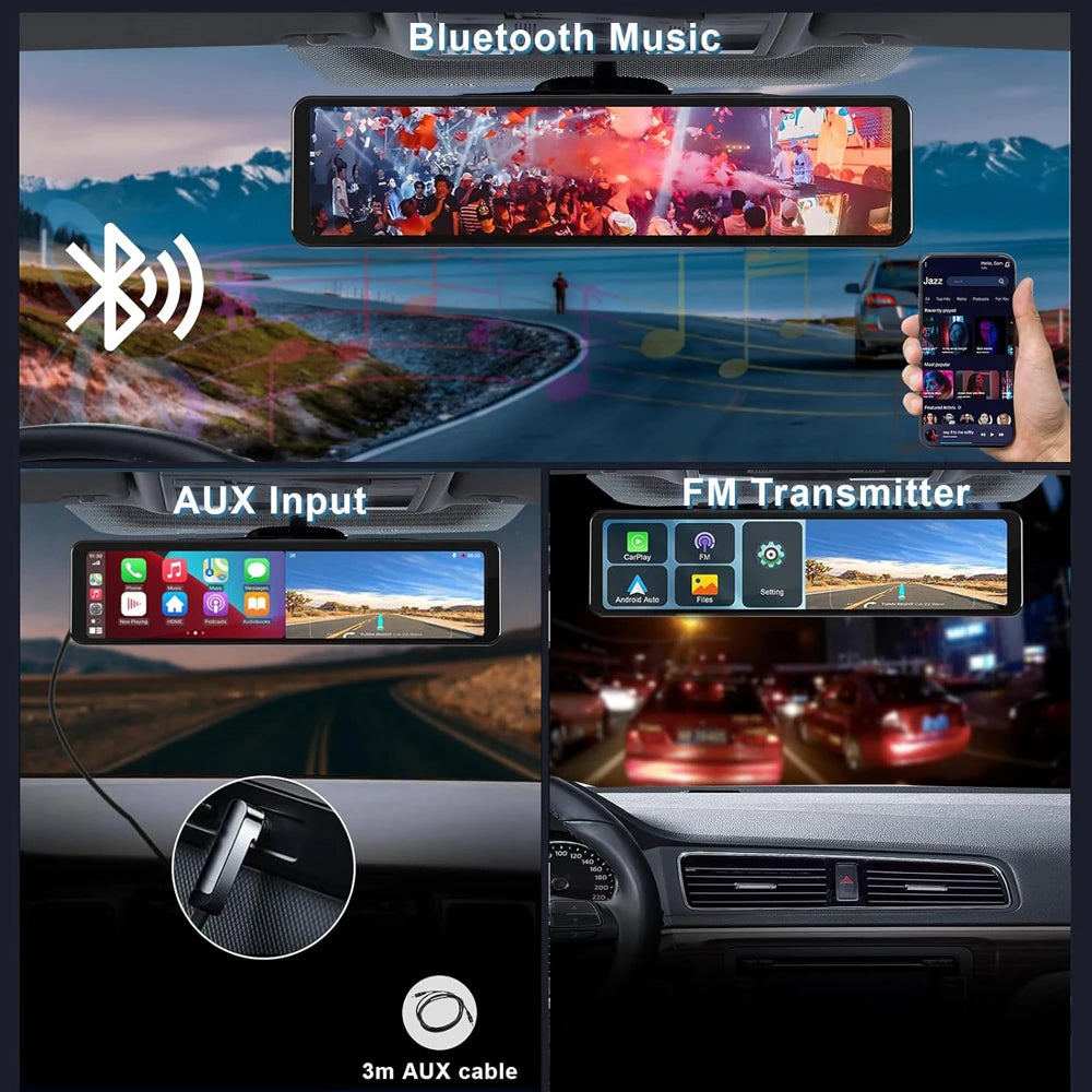 Carplay Android Auto Dash Cam GPS WIFI BT  11 " 4K 2160P voiture Dvr
