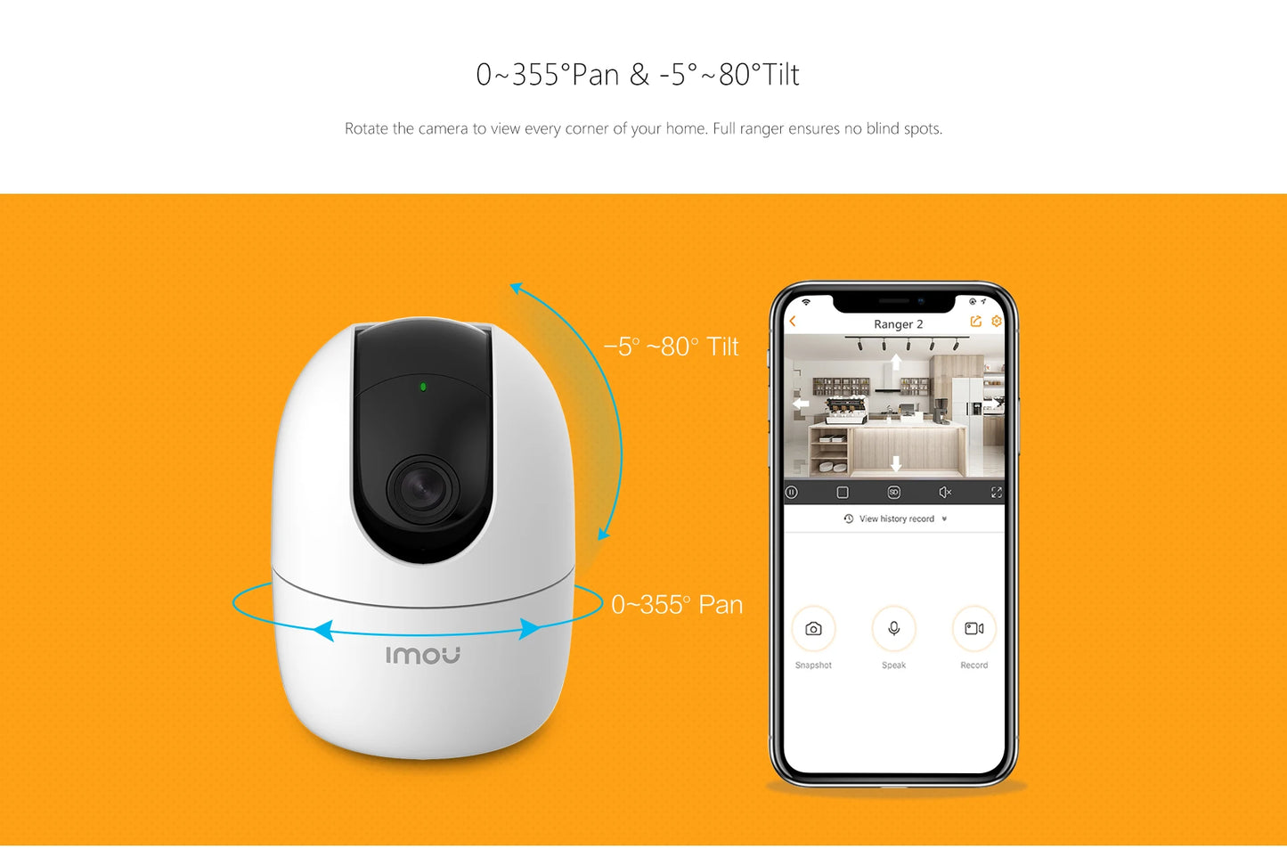 Caméra IP IMOU 4MP 1080P Ranger 2 360 °