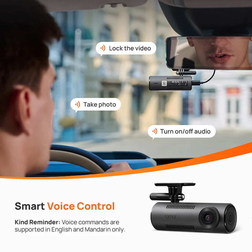 Caméra de tableau de bord  1 130 ° FOV Smart Voice Control Support Parking