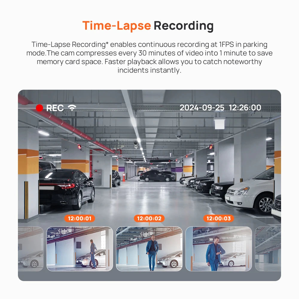 Caméra de tableau de bord  1 130 ° FOV Smart Voice Control Support Parking
