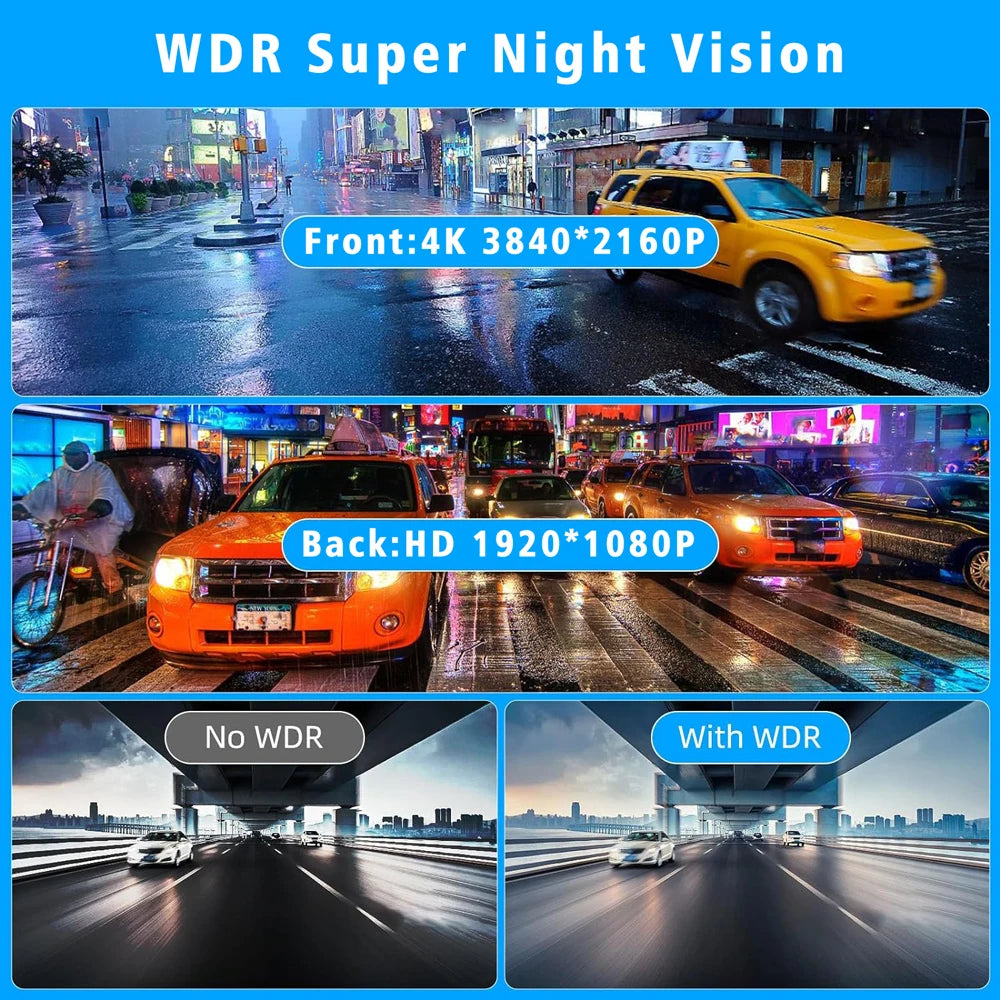 Carplay Android Auto Dash Cam GPS WIFI BT  11 " 4K 2160P voiture Dvr