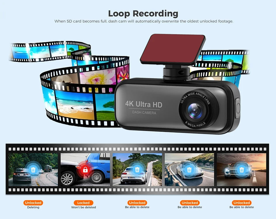 Mini DashCam 4K voiture vidéo  caméra arrière WIFI GPS