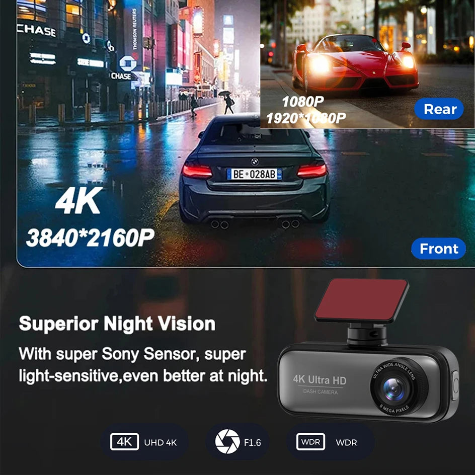 Mini DashCam 4K voiture vidéo  caméra arrière WIFI GPS