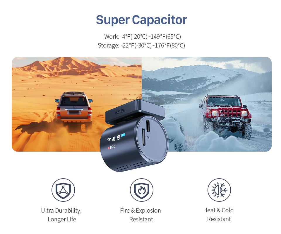 2K KAWA MINI 3 Pro caméras pour voiture DVR petite caméra de tableau de bord 24 Parking enregistreur vidéo automatique WiFi APP commande vocale voiture dashcam
