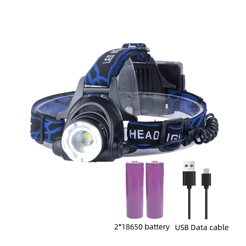 Lampe frontale LED puissante, Rechargeable par USB