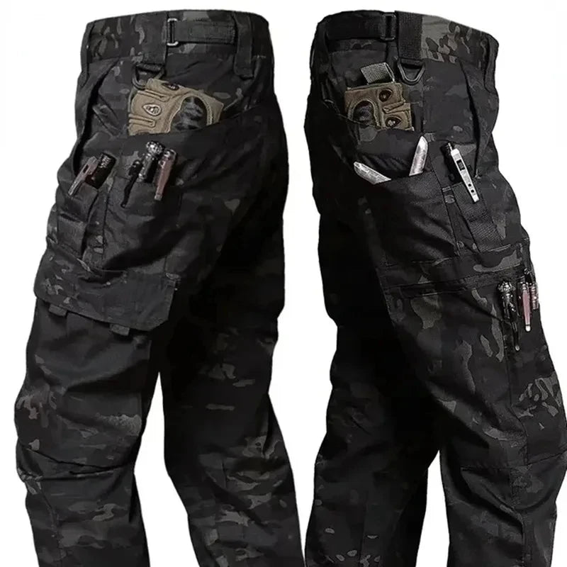 pantalon cargo homme camouflage noir imperméable ripstop