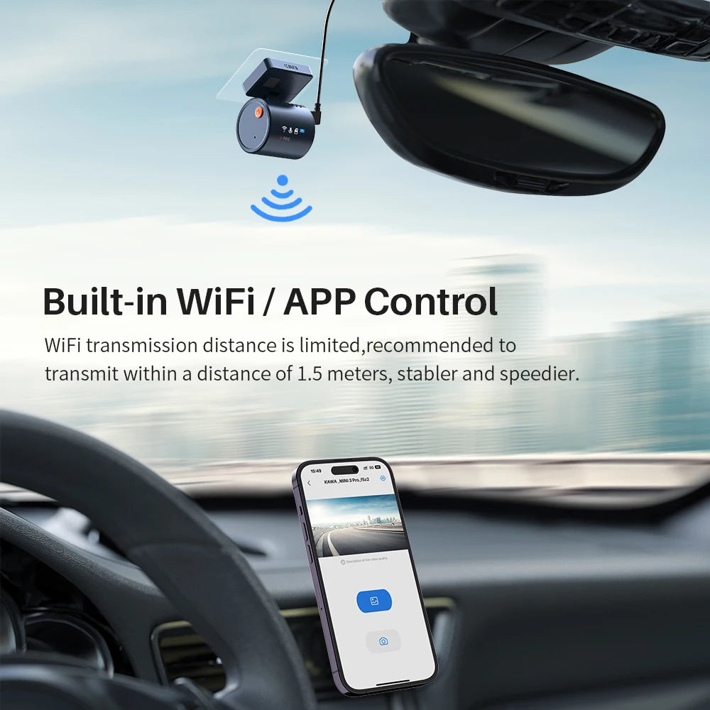 2K KAWA MINI 3 Pro caméras pour voiture DVR petite caméra de tableau de bord 24 Parking enregistreur vidéo automatique WiFi APP commande vocale voiture dashcam