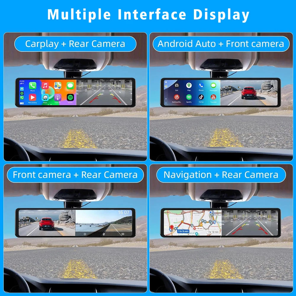 Carplay Android Auto Dash Cam GPS WIFI BT  11 " 4K 2160P voiture Dvr