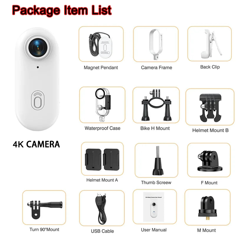 Caméra de vélo  Bodycam 4K