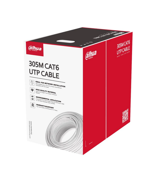 BOBINE DE CÂBLE RÉSEAU Dahua 305M CAT6 UTP 100% Cuivre Pur blindé 4P